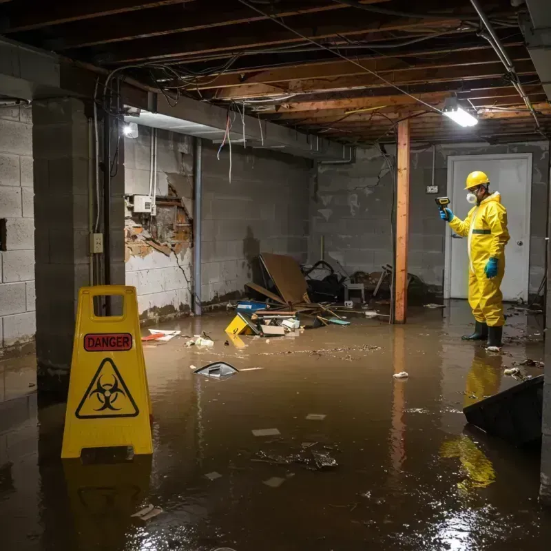 Flooded Basement Electrical Hazard in Macon, IL Property